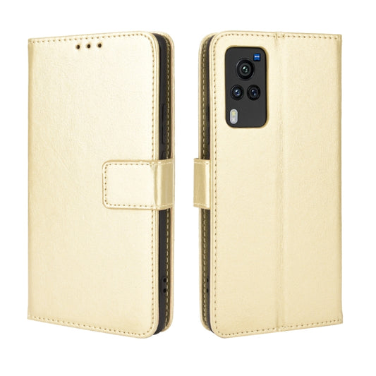 For vivo X60 Pro Overseas Version / X60 5G Curved Surface Version Crazy Horse Texture Horizontal Flip Leather Case with Holder & Card Slots & Lanyard(Gold) by buy2fix