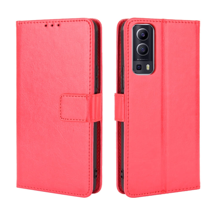 For vivo Y72 5G / iQOO Z3 Crazy Horse Texture Horizontal Flip Leather Case with Holder & Card Slots & Lanyard(Red) by buy2fix