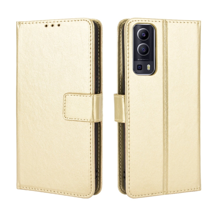 For vivo Y72 5G / iQOO Z3 Crazy Horse Texture Horizontal Flip Leather Case with Holder & Card Slots & Lanyard(Gold) by buy2fix