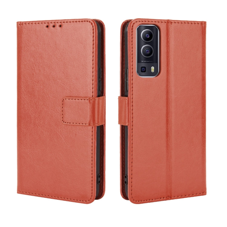 For vivo Y72 5G / iQOO Z3 Crazy Horse Texture Horizontal Flip Leather Case with Holder & Card Slots & Lanyard(Brown) by buy2fix
