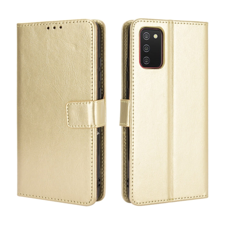 For Samsung Galaxy A03s 164mm Crazy Horse Texture Horizontal Flip Leather Case with Holder & Card Slots & Lanyard(Gold) by buy2fix