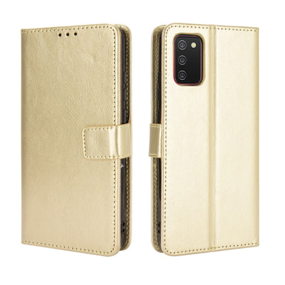 For Samsung Galaxy A03s 164mm Crazy Horse Texture Horizontal Flip Leather Case with Holder & Card Slots & Lanyard(Gold) by buy2fix