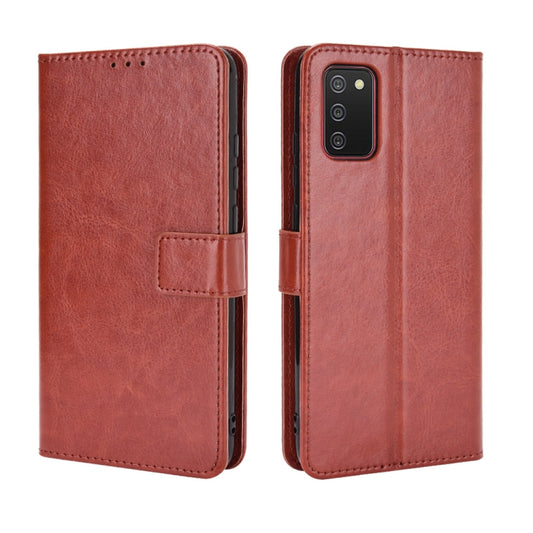 For Samsung Galaxy A03s 164mm Crazy Horse Texture Horizontal Flip Leather Case with Holder & Card Slots & Lanyard(Brown) by buy2fix