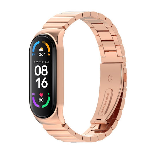 For Xiaomi Mi Band 6 / 5 / 4 / 3 Mijobs Metal CS Bamboo Joint Stainless Steel Watch Band(Rose Gold) - Watch Bands by MIJOBS | Online Shopping UK | buy2fix