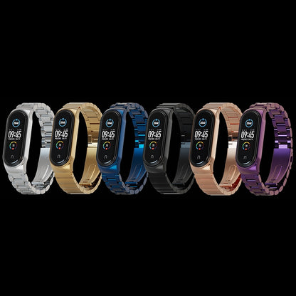 For Xiaomi Mi Band 6 / 5 / 4 / 3 Mijobs Metal CS Bamboo Joint Stainless Steel Watch Band(Blue) - Watch Bands by MIJOBS | Online Shopping UK | buy2fix
