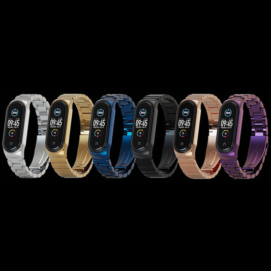 For Xiaomi Mi Band 6 / 5 / 4 / 3 Mijobs Metal CS Bamboo Joint Stainless Steel Watch Band(Blue) - Watch Bands by MIJOBS | Online Shopping UK | buy2fix