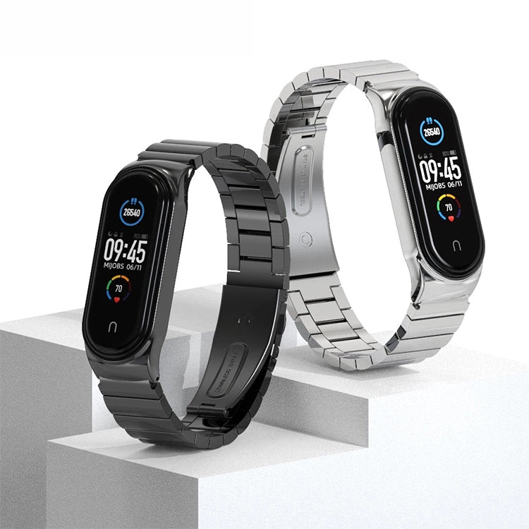 For Xiaomi Mi Band 6 / 5 / 4 / 3 Mijobs Metal CS Bamboo Joint Stainless Steel Watch Band(Blue) - Watch Bands by MIJOBS | Online Shopping UK | buy2fix