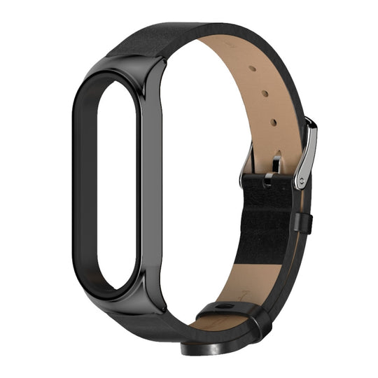 For Xiaomi Mi Band 6 / 5 CS Microfiber Leather Replacement Watchband(Black)