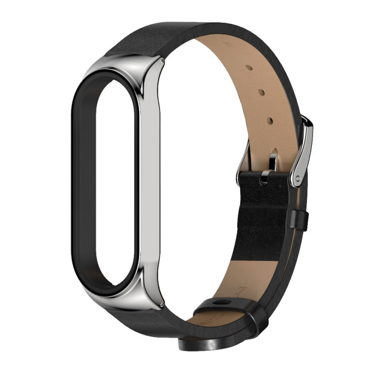 For Xiaomi Mi Band 6 / 5 / 4 / 3 Mijobs CS Microfiber Leather Watch Band(Black + Silver) - Watch Bands by MIJOBS | Online Shopping UK | buy2fix