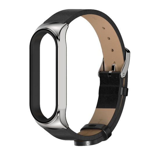For Xiaomi Mi Band 6 / 5 / 4 / 3 Mijobs CS Microfiber Leather Watch Band(Black + Silver) - Watch Bands by MIJOBS | Online Shopping UK | buy2fix