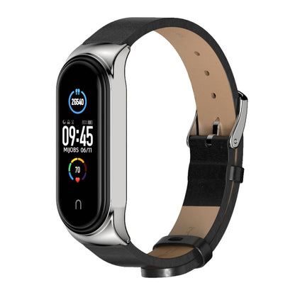 For Xiaomi Mi Band 6 / 5 / 4 / 3 Mijobs CS Microfiber Leather Watch Band(Black + Silver) - Watch Bands by MIJOBS | Online Shopping UK | buy2fix