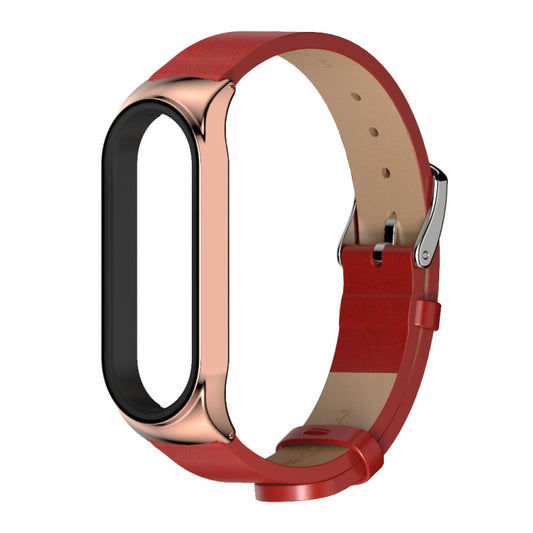 For Xiaomi Mi Band 6 / 5 / 4 / 3 Mijobs CS Microfiber Leather Watch Band(Red + Rose Gold) - Watch Bands by MIJOBS | Online Shopping UK | buy2fix