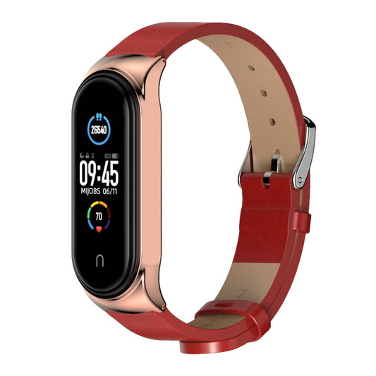 For Xiaomi Mi Band 6 / 5 / 4 / 3 Mijobs CS Microfiber Leather Watch Band(Red + Rose Gold) - Watch Bands by MIJOBS | Online Shopping UK | buy2fix