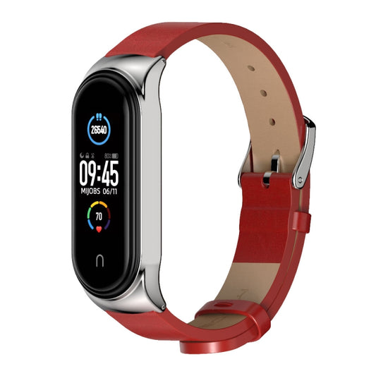 For Xiaomi Mi Band 6 / 5 / 4 / 3 Mijobs CS Microfiber Leather Watch Band(Red + Silver) - Watch Bands by MIJOBS | Online Shopping UK | buy2fix
