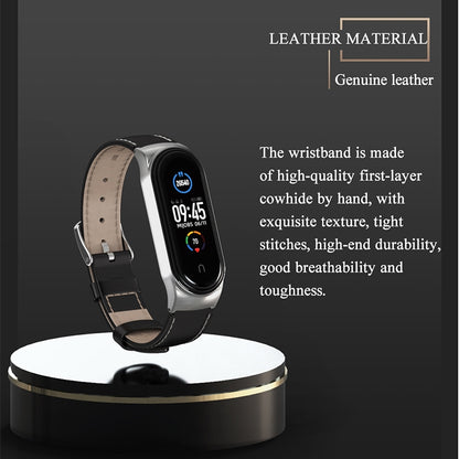 For Xiaomi Mi Band 6 / 5 / 4 / 3 Mijobs CS Microfiber Leather Watch Band(Black + Silver) - Watch Bands by MIJOBS | Online Shopping UK | buy2fix