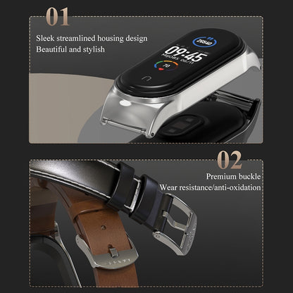 For Xiaomi Mi Band 6 / 5 / 4 / 3 Mijobs CS Microfiber Leather Watch Band(Black + Silver) - Watch Bands by MIJOBS | Online Shopping UK | buy2fix