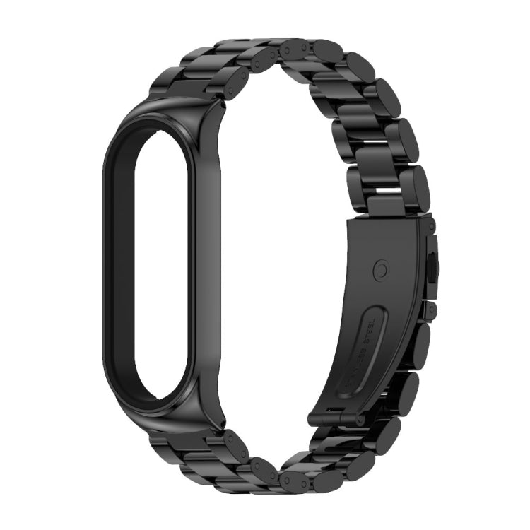 For Xiaomi Mi Band 6 / 5 / 4 / 3 Mijobs CS Metal Three Bead Stainless Steel Watch Band(Black) - Watch Bands by MIJOBS | Online Shopping UK | buy2fix