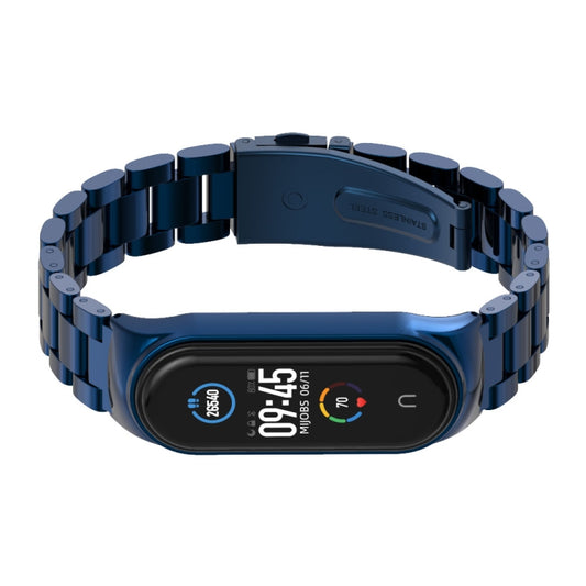 For Xiaomi Mi Band 6 / 5 / 4 / 3 Mijobs CS Metal Three Bead Stainless Steel Watch Band(Blue) - Watch Bands by MIJOBS | Online Shopping UK | buy2fix