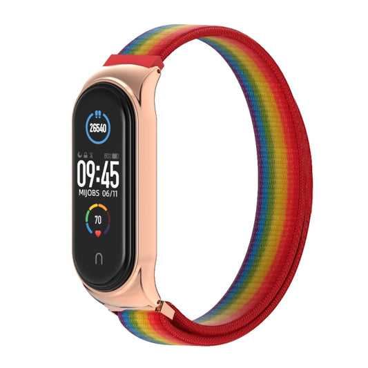 For Xiaomi Mi Band 6 / 5 / 4 / 3 Mijobs CS Breathable Nylon Watch Band(Rainbow Rose gold) - Watch Bands by MIJOBS | Online Shopping UK | buy2fix