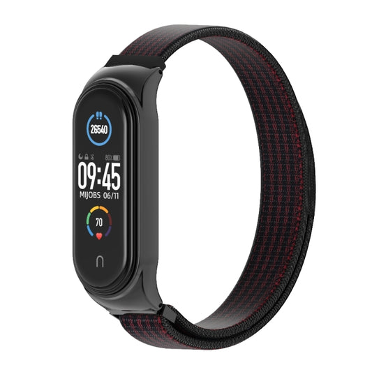 For Xiaomi Mi Band 6 / 5 / 4 / 3 Mijobs CS Breathable Nylon Watch Band(Black Red) - Watch Bands by MIJOBS | Online Shopping UK | buy2fix