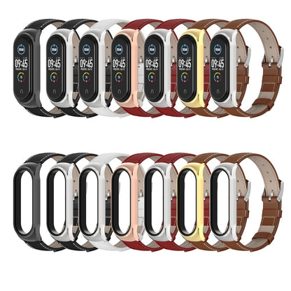 For Xiaomi Mi Band 6 / 5 / 4 / 3 Mijobs CS First Layer Cowhide Watch Band(Black) - Watch Bands by MIJOBS | Online Shopping UK | buy2fix