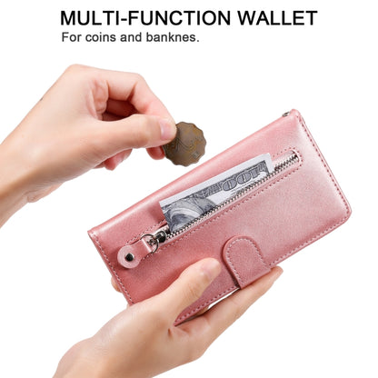 For OPPO Reno6 Pro+ 5G Fashion Calf Texture Zipper Horizontal Flip Leather Case with Holder & Card Slots & Wallet(Rose Gold) by buy2fix