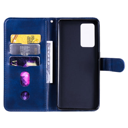 For OPPO Reno6 5G Fashion Calf Texture Zipper Horizontal Flip Leather Case with Holder & Card Slots & Wallet(Blue) by buy2fix