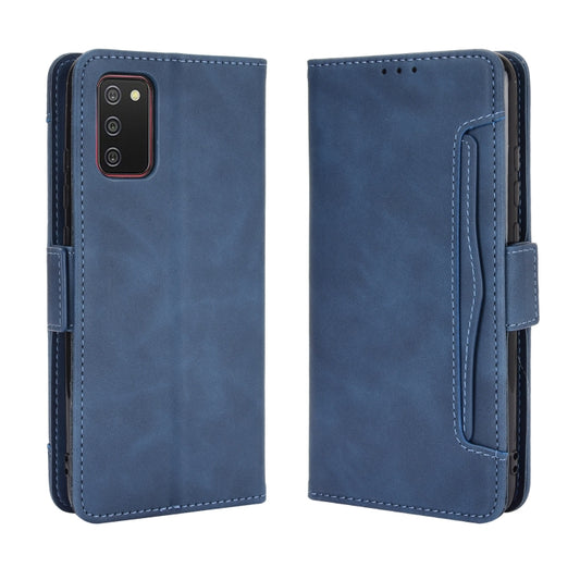 For Samsung Galaxy A03s 166mm Version Skin Feel Calf Pattern Horizontal Flip Leather Case with Holder & Card Slots & Photo Frame(Blue) by buy2fix