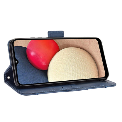 For Samsung Galaxy A03s 166mm Version Skin Feel Calf Pattern Horizontal Flip Leather Case with Holder & Card Slots & Photo Frame(Blue) by buy2fix