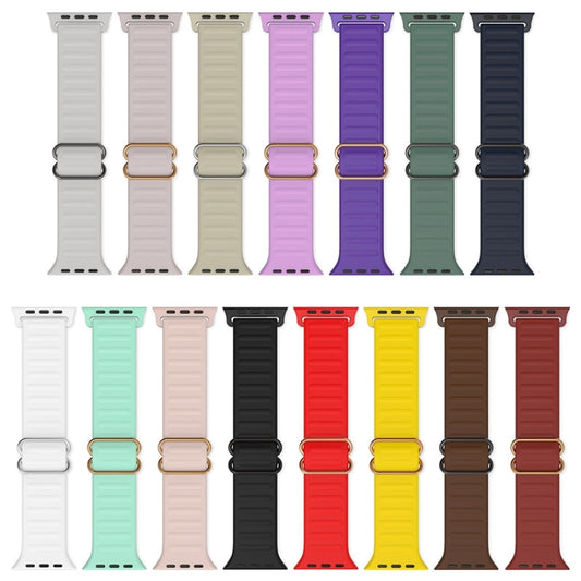 Japanese Word Buckle Silicone Watch Band For Apple Watch Series 9&8&7 41mm / SE 3&SE 2&6&SE&5&4 40mm / 3&2&1 38mm(Pine Needle Green) by buy2fix