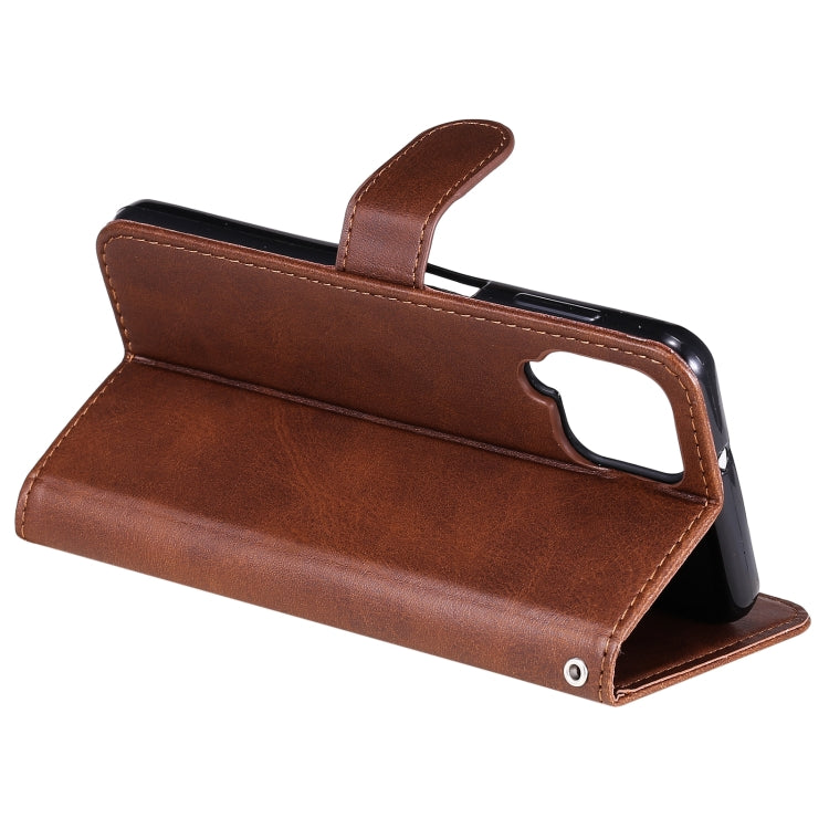 For Samsung Galaxy A22 4G Fashion Calf Texture Zipper Horizontal Flip Leather Case with Holder & Card Slots & Wallet(Brown) by buy2fix