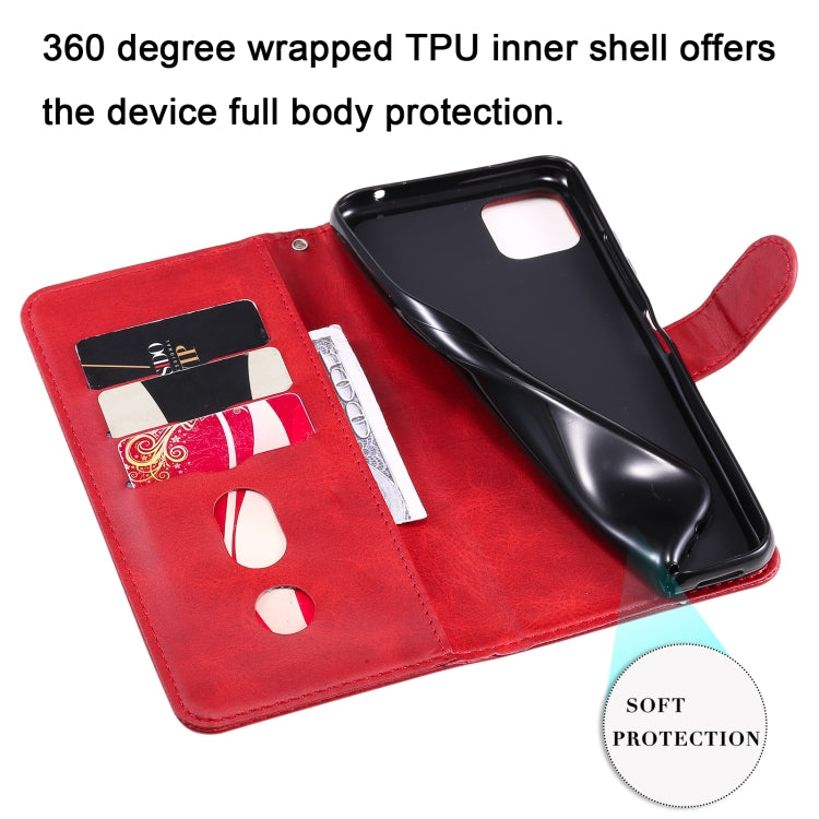 For Samsung Galaxy A22 5G Fashion Calf Texture Zipper Horizontal Flip Leather Case with Holder & Card Slots & Wallet(Red) by buy2fix