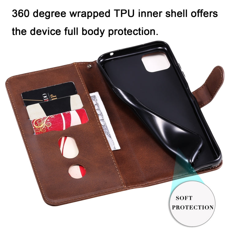 For Samsung Galaxy A22 5G Fashion Calf Texture Zipper Horizontal Flip Leather Case with Holder & Card Slots & Wallet(Brown) by buy2fix