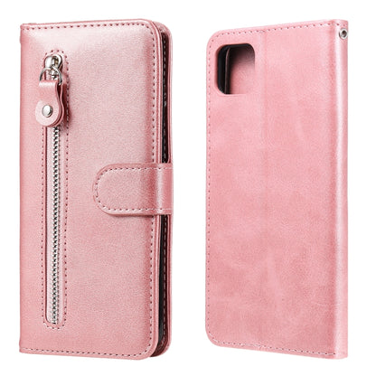 For Samsung Galaxy A22 5G Fashion Calf Texture Zipper Horizontal Flip Leather Case with Holder & Card Slots & Wallet(Rose Gold) by buy2fix