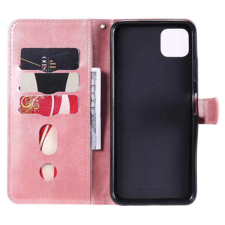 For Samsung Galaxy A22 5G Fashion Calf Texture Zipper Horizontal Flip Leather Case with Holder & Card Slots & Wallet(Rose Gold) by buy2fix