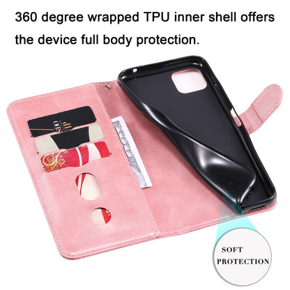 For Samsung Galaxy A22 5G Fashion Calf Texture Zipper Horizontal Flip Leather Case with Holder & Card Slots & Wallet(Rose Gold) by buy2fix