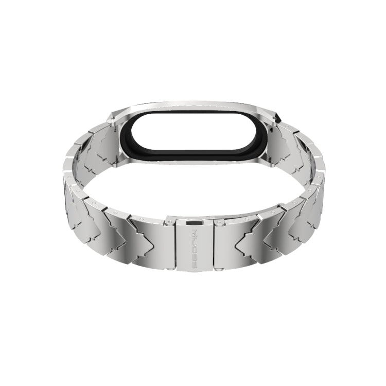 For Xiaomi Mi Band 6 / 5 / 4 / 3 Mijobs GT Metal Stainless Steel V Type Watch Band(Silver) - Watch Bands by MIJOBS | Online Shopping UK | buy2fix