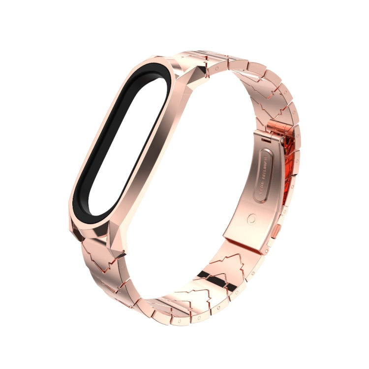 For Xiaomi Mi Band 6 / 5 / 4 / 3 Mijobs GT Metal Stainless Steel V Type Watch Band(Rose Gold) - Watch Bands by MIJOBS | Online Shopping UK | buy2fix
