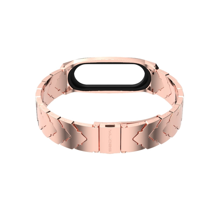 For Xiaomi Mi Band 6 / 5 / 4 / 3 Mijobs GT Metal Stainless Steel V Type Watch Band(Rose Gold) - Watch Bands by MIJOBS | Online Shopping UK | buy2fix