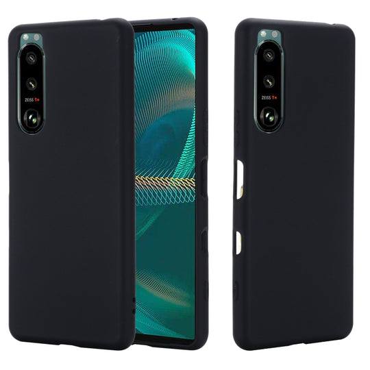 For Sony Xperia 5 III Solid Color Liquid Silicone Dropproof Full Coverage Protective Case(Black)