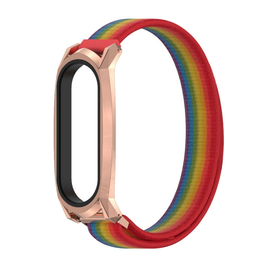 For Xiaomi Mi Band 6 / 5 / 4 / 3 Mijobs GT Nylon Loop Watch Band(Rainbow Rose Gold) - Watch Bands by MIJOBS | Online Shopping UK | buy2fix