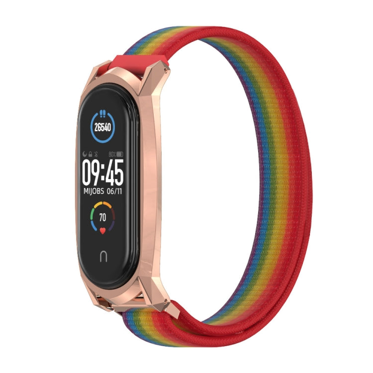 For Xiaomi Mi Band 6 / 5 / 4 / 3 Mijobs GT Nylon Loop Watch Band(Rainbow Rose Gold) - Watch Bands by MIJOBS | Online Shopping UK | buy2fix