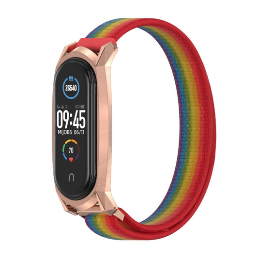 For Xiaomi Mi Band 6 / 5 / 4 / 3 Mijobs GT Nylon Loop Watch Band(Rainbow Rose Gold) - Watch Bands by MIJOBS | Online Shopping UK | buy2fix