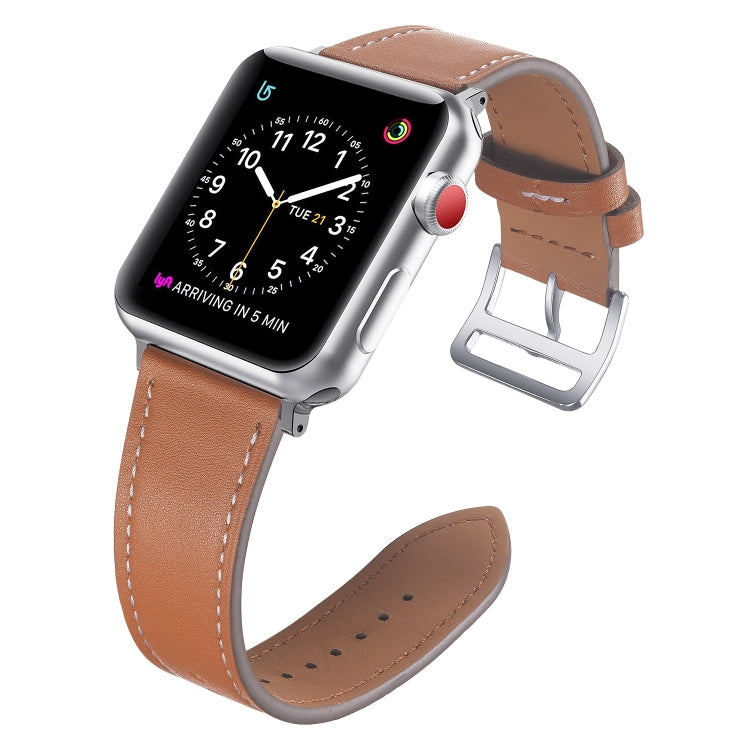 Small Waist Leather Watch Band For Apple Watch Series 9&8&7 41mm / SE 3&SE 2&6&SE&5&4 40mm / 3&2&1 38mm(Brown) by buy2fix