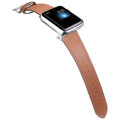 Small Waist Leather Watch Band For Apple Watch Series 9&8&7 41mm / SE 3&SE 2&6&SE&5&4 40mm / 3&2&1 38mm(Brown) by buy2fix