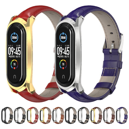 For Xiaomi Mi Band 6 / 5 / 4 / 3 Mijobs GT First Layer Cowhide Watch Band(Bamboo Joint Black+Black) - Watch Bands by MIJOBS | Online Shopping UK | buy2fix