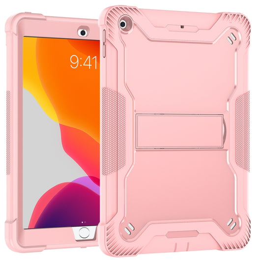 For iPad 10.2 2021 / 2020 / 2019 Silicone + PC Shockproof Protective Case with Holder(Rose Gold) - iPad 10.2 Cases by buy2fix | Online Shopping UK | buy2fix