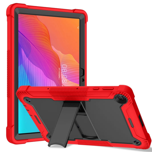 For Huawei MatePad T 10s / 10 Silicone + PC Shockproof Protective Case with Holder(Red + Black) - Huawei by buy2fix | Online Shopping UK | buy2fix