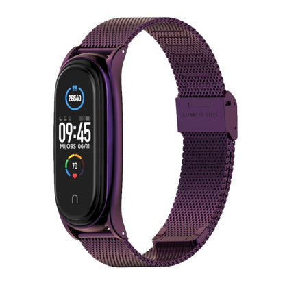 For Xiaomi Mi Band 6 / 5 / 4 / 3 Mijobs Milan Buckle Plus Stainless Steel Watch Band(Purple) - Watch Bands by MIJOBS | Online Shopping UK | buy2fix