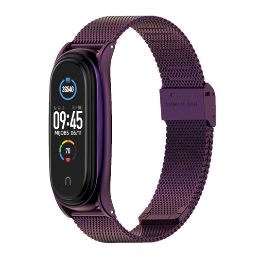 For Xiaomi Mi Band 6 / 5 / 4 / 3 Mijobs Milan Buckle Plus Stainless Steel Watch Band(Purple) - Watch Bands by MIJOBS | Online Shopping UK | buy2fix